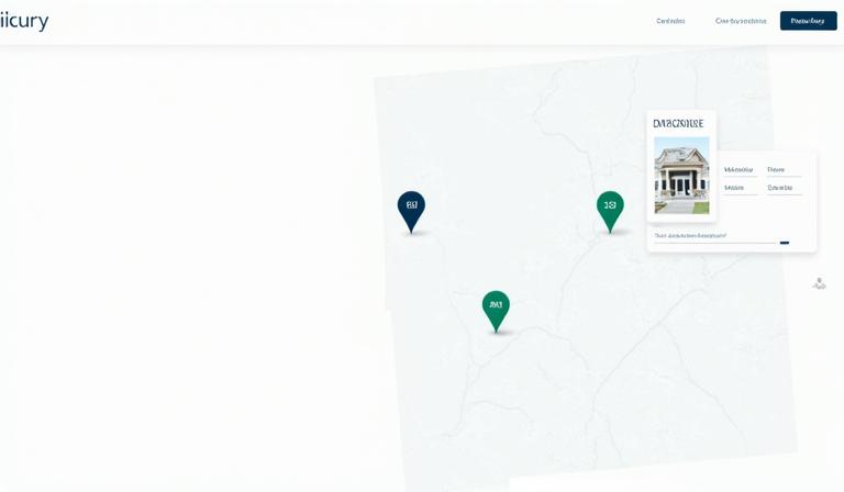 Real estate website with a map-based property search feature
